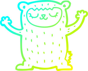 cold gradient line drawing of a cute cartoon bear