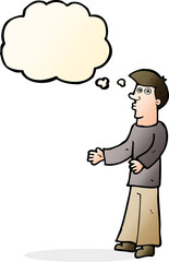 cartoon curious man with thought bubble