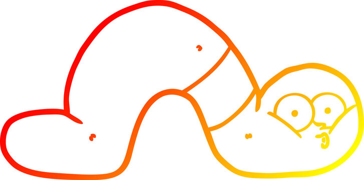 warm gradient line drawing of a cartoon worm