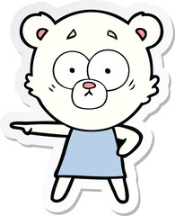 sticker of a nervous polar bear cartoon