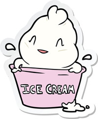 sticker of a cute cartoon ice cream