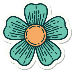 sticker of tattoo in traditional style of a flower
