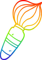 rainbow gradient line drawing of a cartoon paint brush
