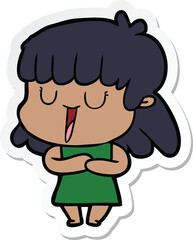 sticker of a cartoon woman laughing