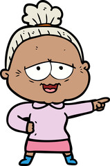 cartoon happy old lady