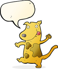 cartoon happy dog with speech bubble