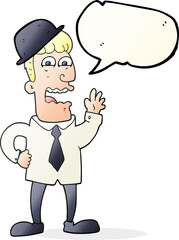 freehand drawn speech bubble cartoon businessman