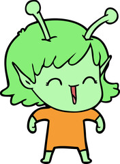 cartoon alien girl laughing