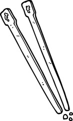 line drawing cartoon wooden chopsticks
