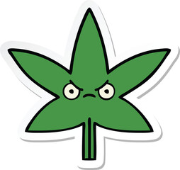 sticker of a cute cartoon marijuana leaf
