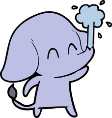 cute cartoon elephant spouting water