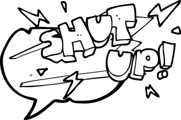 freehand drawn speech bubble cartoon shut up! symbol