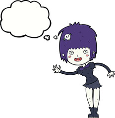 cartoon vampire girl with thought bubble