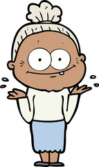 cartoon happy old woman