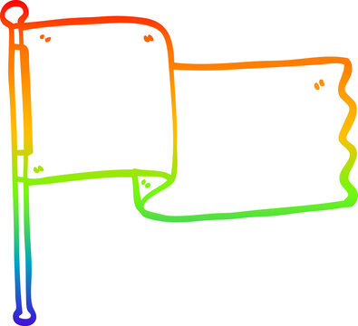 recommend clip art: rainbow gradient line drawing of a cartoon white flag waving