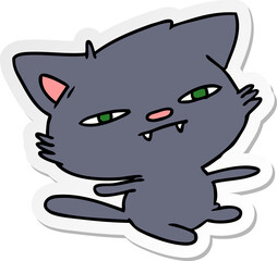 freehand drawn sticker cartoon of cute kawaii cat