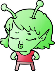 cute alien girl cartoon
