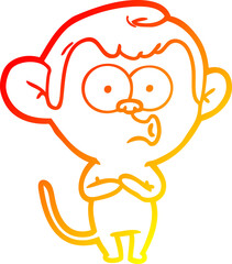 Obraz premium warm gradient line drawing of a cartoon hooting monkey