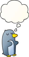 cartoon penguin with thought bubble in smooth gradient style
