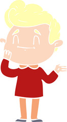 happy flat color style cartoon man