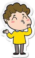 sticker of a cartoon man pouting