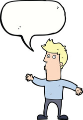 cartoon surprised man with speech bubble