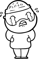 cartoon bearded man crying