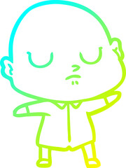 Fototapeta premium cold gradient line drawing of a cartoon bald man