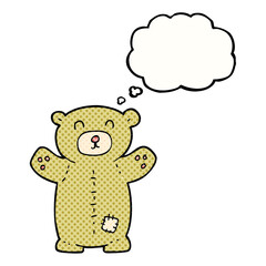 freehand drawn thought bubble cartoon teddy bear