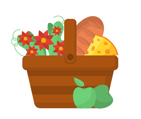 Basket for picnic vector concept