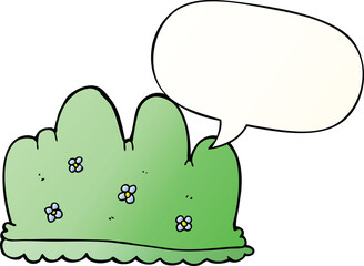 cartoon hedge with speech bubble in smooth gradient style