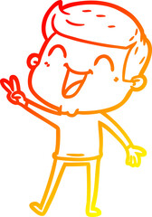 warm gradient line drawing of a cartoon man laughing