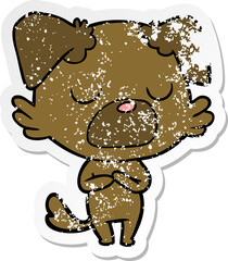 distressed sticker of a cartoon dog
