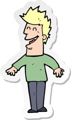 sticker of a cartoon happy man