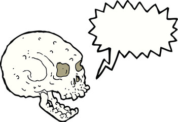 cartoon spooky skull with speech bubble