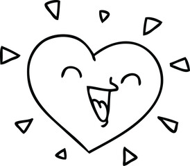 line drawing quirky cartoon happy heart