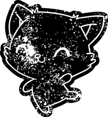 grunge distressed icon of cute kawaii cat