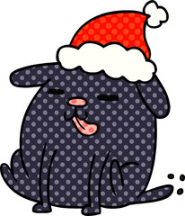 hand drawn christmas cartoon of kawaii dog