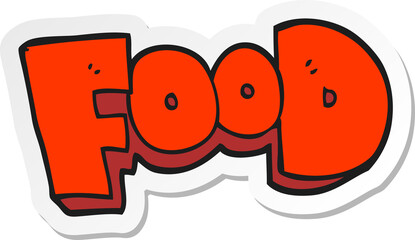sticker of a cartoon word food