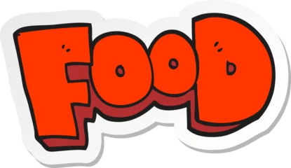 Fotobehang sticker of a cartoon word food © lineartestpilot