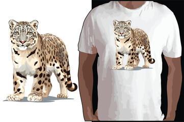 Hand Drawn Solid Color Snow Leopard Illustration