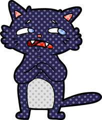 worried cartoon cat