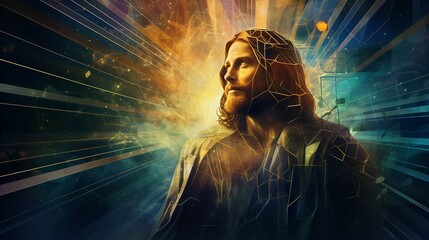 jesus christ wallpaper abstract technology futuristic - obrazy, fototapety, plakaty