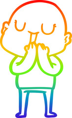 rainbow gradient line drawing of a happy cartoon bald man