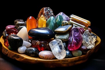 energetic healing crystals, meditation kit, spiritual awakening, precious stones, spiritual healing ritual, alternative medicines. Generative AI