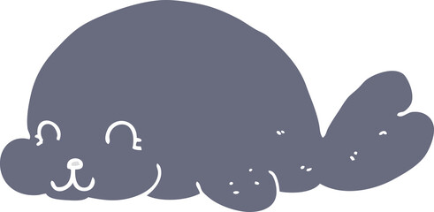 cute flat color style cartoon seal