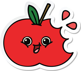 sticker of a cute cartoon red apple