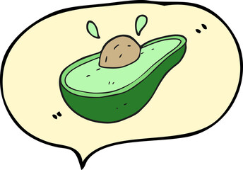 freehand drawn speech bubble cartoon avocado