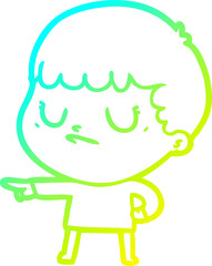 Fototapeta premium cold gradient line drawing of a cartoon grumpy boy