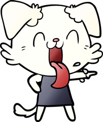 cartoon panting dog in dress